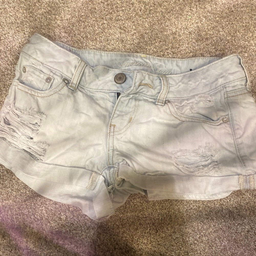 light blue jean shorts